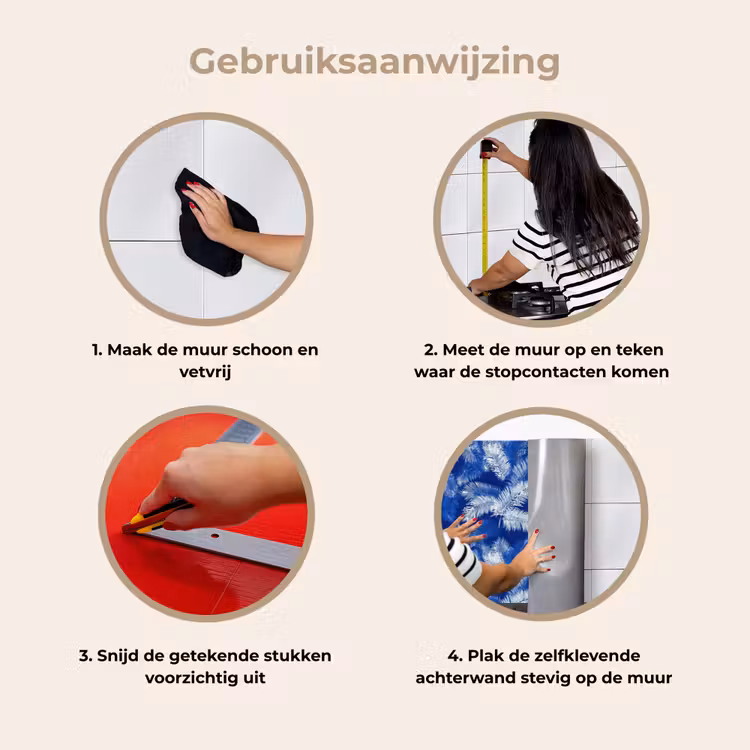 Palmblad - Patroon - Blauw keuken achterwand 2 middel 871 -gebruiksaanwijzing_NL