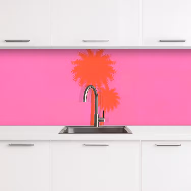 Palmbomen - Modern - Roze keuken achterwand 2 middel -3d