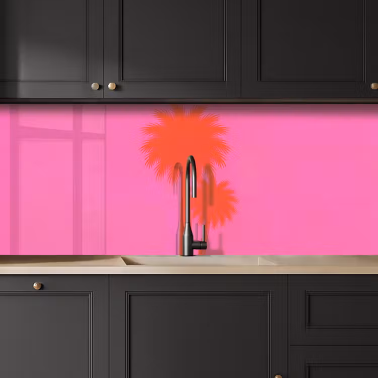 Palmbomen - Modern - Roze keuken achterwand 2 middel -sfeer1