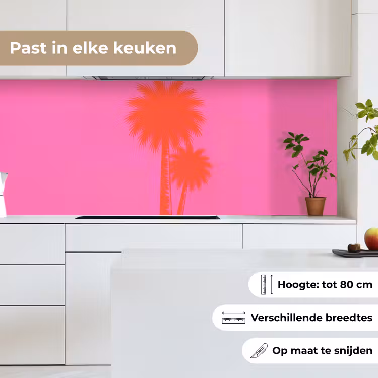 Palmbomen - Modern - Roze keuken achterwand 2 middel -sfeer4_NL