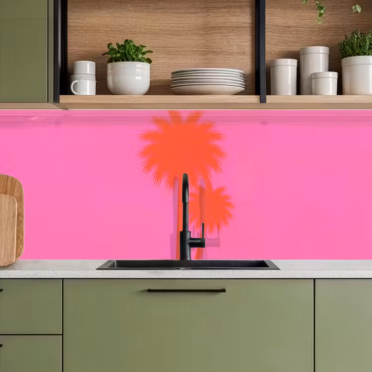 Palmbomen - Modern - Roze keuken achterwand 2 middel -sfeer3