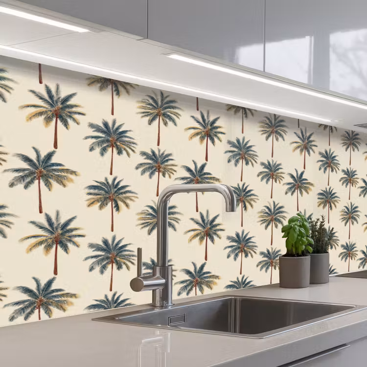 Palmbomen - Tropisch - Groen keuken achterwand 2 middel 871 -3d_schuin