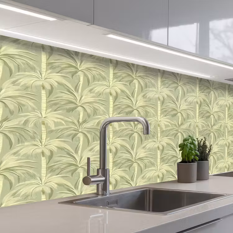 Palmwoud - Tropisch - Groen keuken achterwand 2 middel 871 -3d_schuin