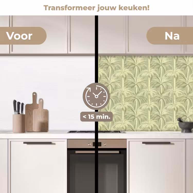 Palmwoud - Tropisch - Groen keuken achterwand 2 middel 871 -voor-na2_NL