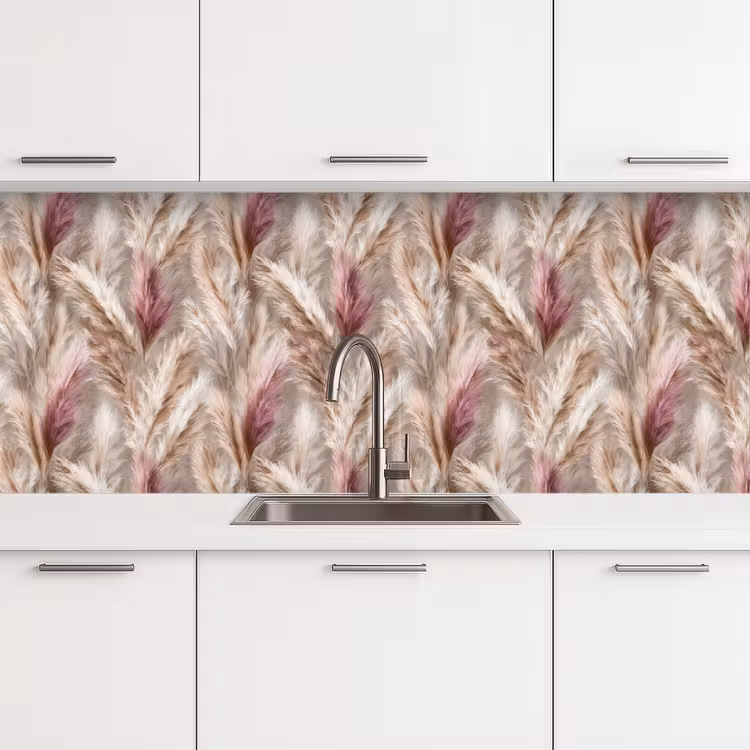Pampasgras - Pluizig - Kleurrijk keuken achterwand 2 middel 871 -3d