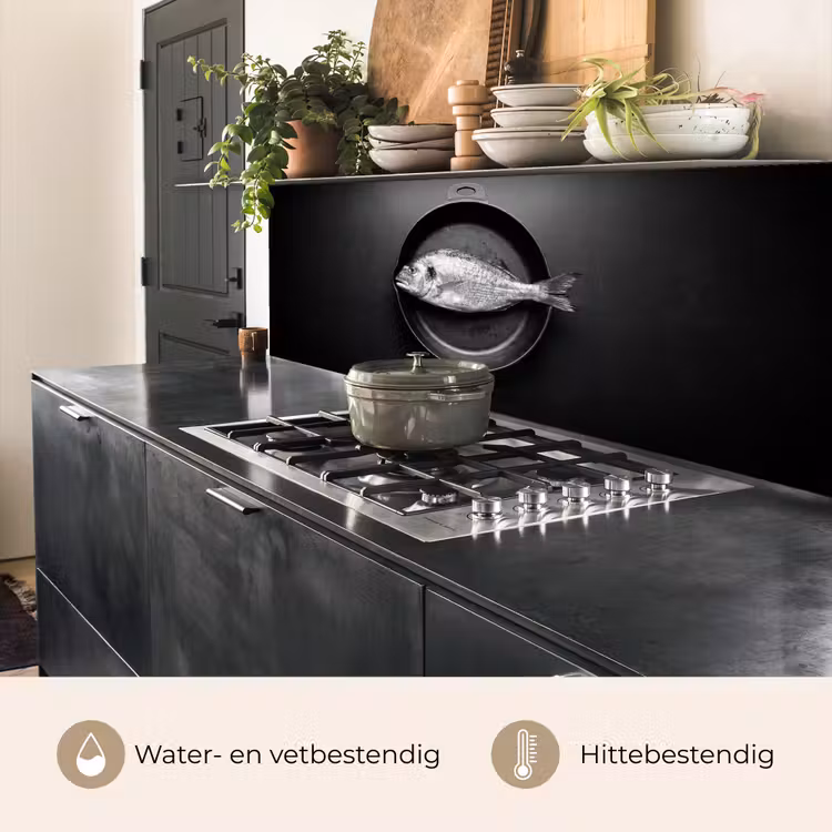 Pan - Vis - Zwart - Wit keuken achterwand 2 middel -usp_NL