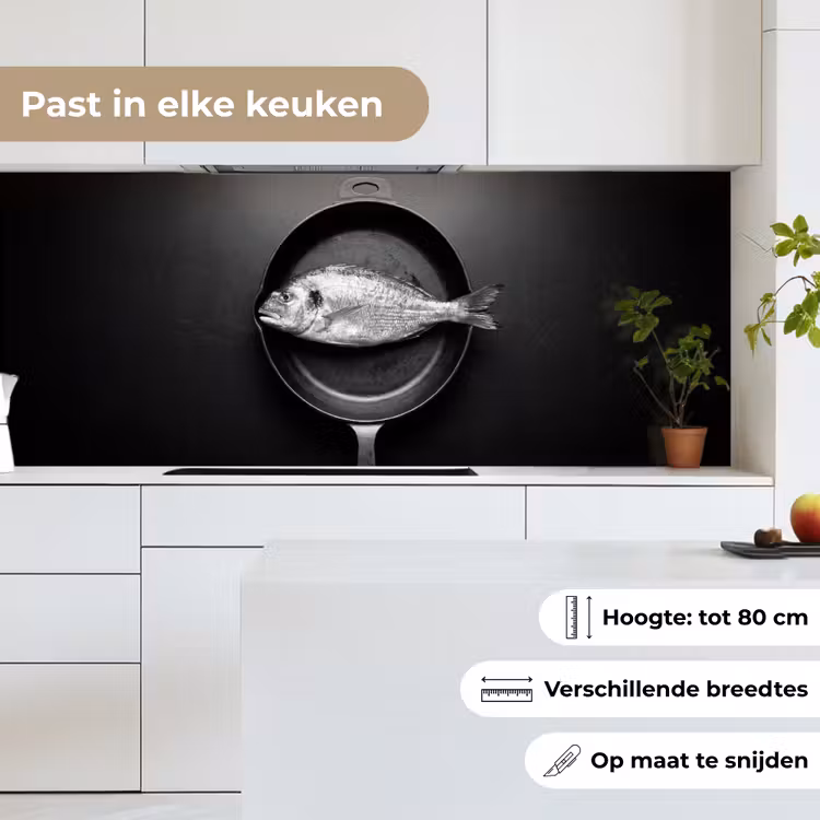 Pan - Vis - Zwart - Wit keuken achterwand 2 middel -sfeer4_NL