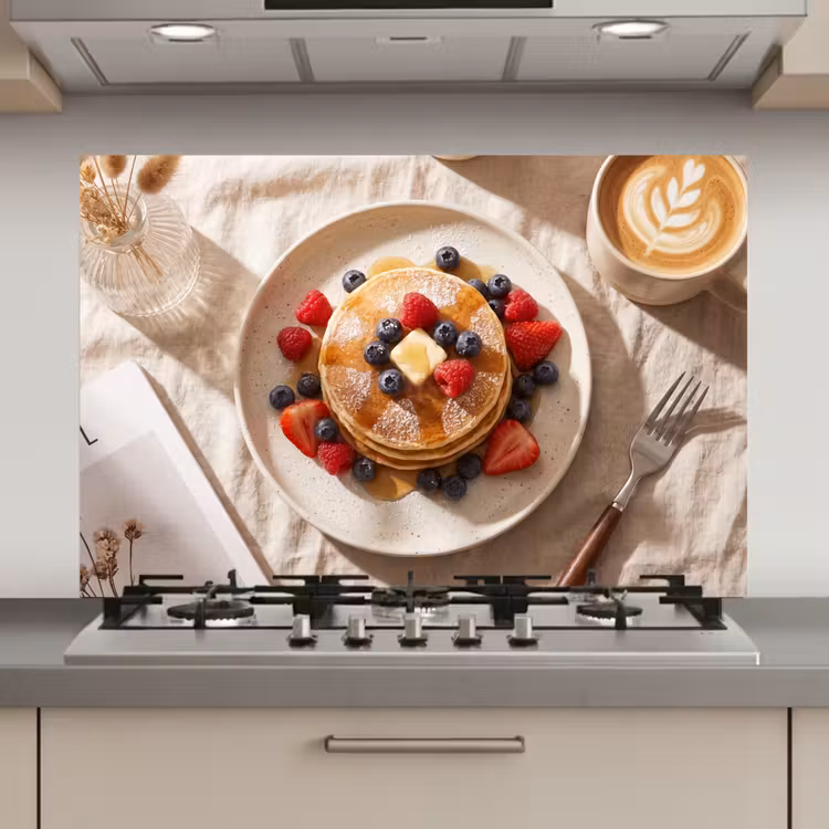 Pannenkoeken - Bessen - Ontbijt - Modern - Beige keuken achterwand spatscherm klein -3d_website