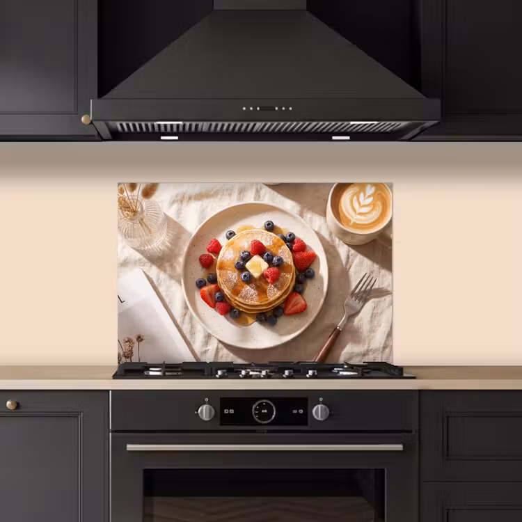 Pannenkoeken - Bessen - Ontbijt - Modern - Beige keuken achterwand spatscherm klein -sfeer1