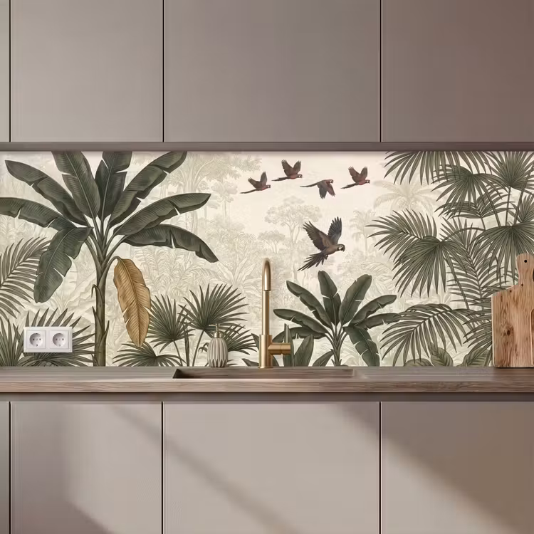 Papagaaien - Jungle - Tropisch - Green keuken achterwand 2 middel zz_3dshopping