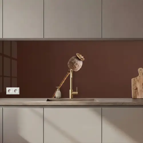 Keuken achterwand - Papaverbol - Droogbloem - Bruin - Minimalistisch