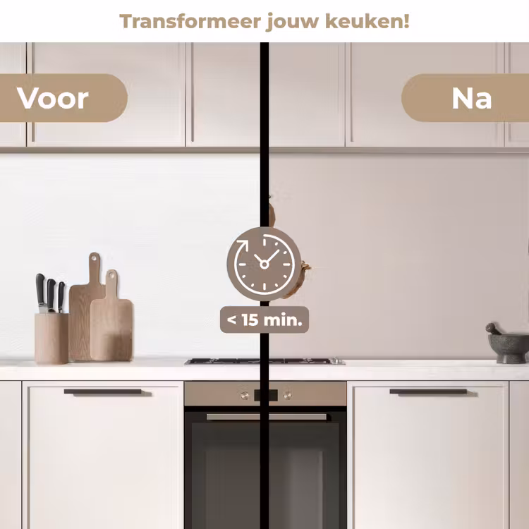 Papaverbollen - Droogbloemen - Minimalistisch - Beige - Rustig keuken achterwand 2 middel -voor-na2_NL