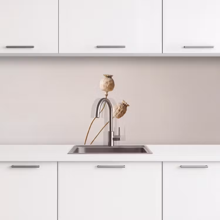 Papaverbollen - Droogbloemen - Minimalistisch - Beige - Rustig keuken achterwand 2 middel -3d