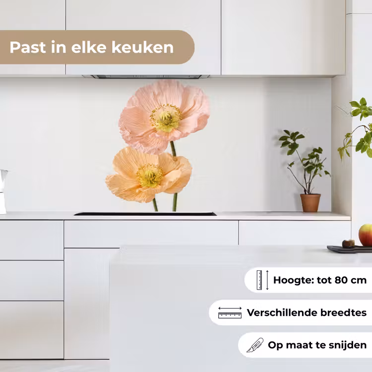 Papavers - Botanisch - Roze keuken achterwand 2 middel -sfeer4_NL
