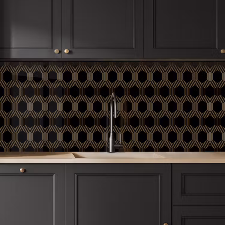 Parallel - Goud - Zwart - Bijenraatmotief keuken achterwand 2 middel 871 -sfeer1