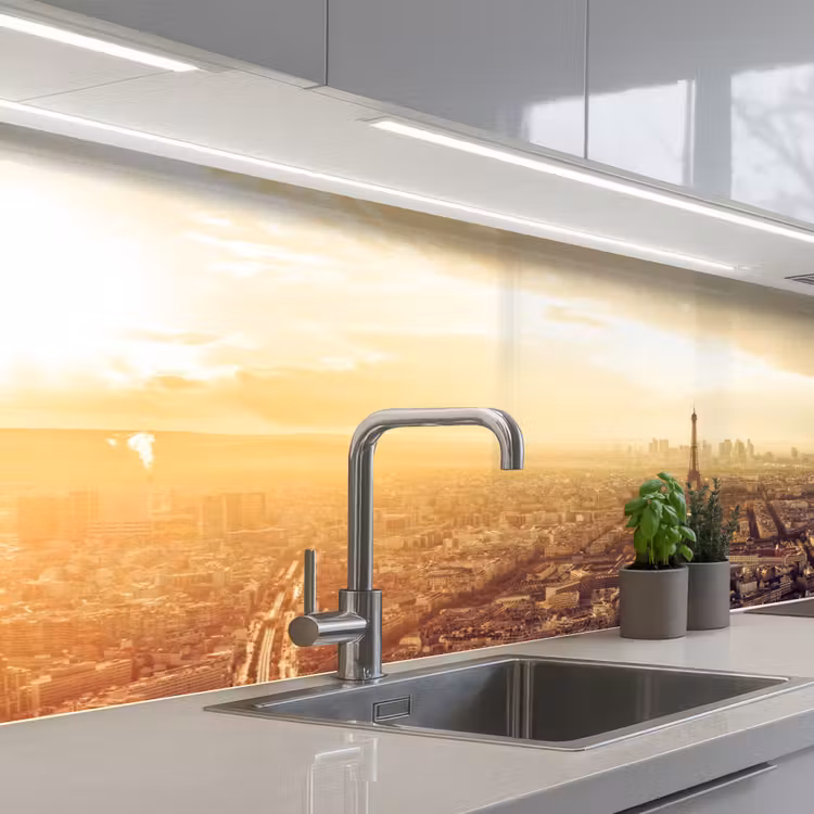 Parijs - Skyline - Zonsondergang - Steden keuken achterwand 2 middel -3d_schuin