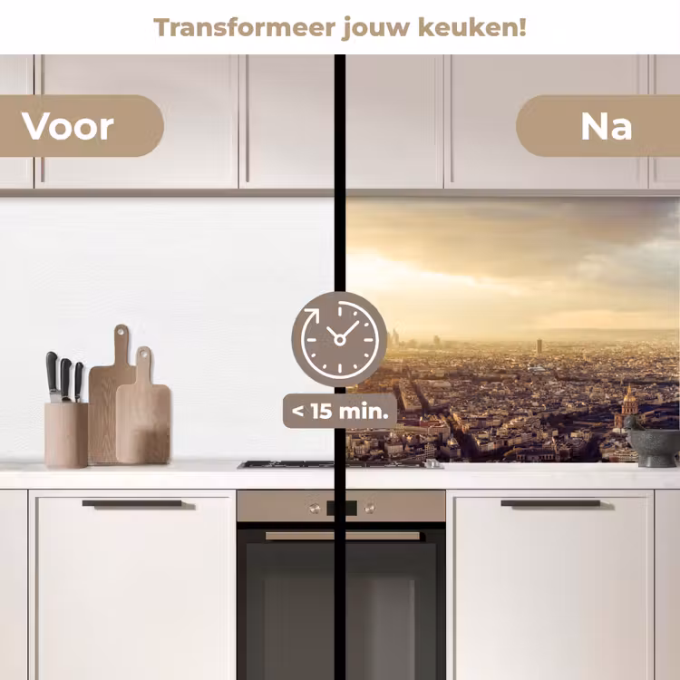 Parijs - Skyline - Zonsondergang - Steden keuken achterwand 2 middel -voor-na2_NL