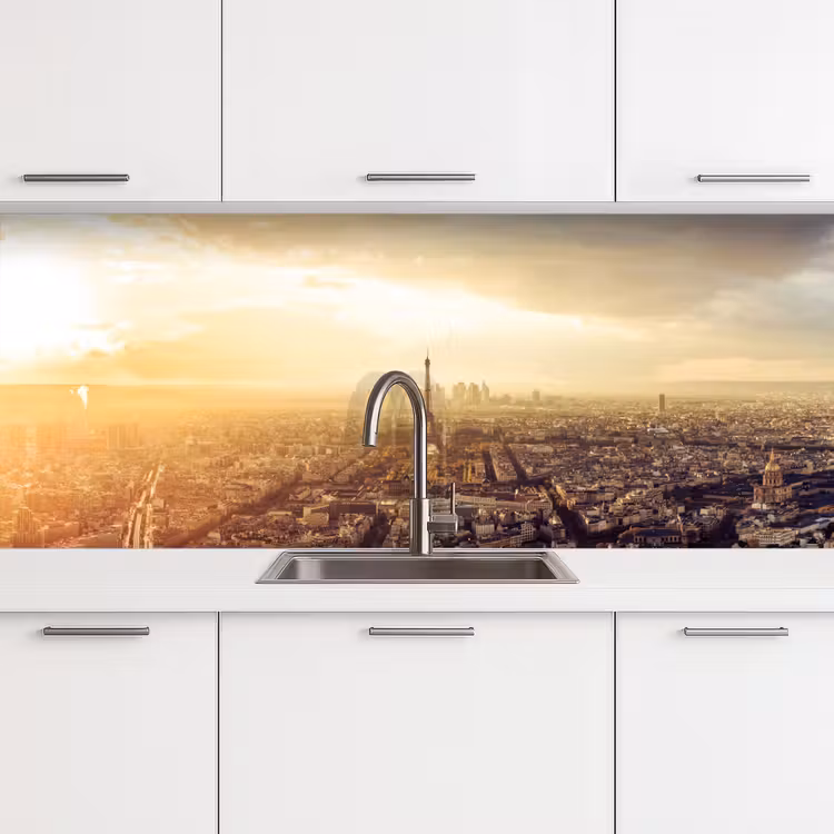 Parijs - Skyline - Zonsondergang - Steden keuken achterwand 2 middel -3d