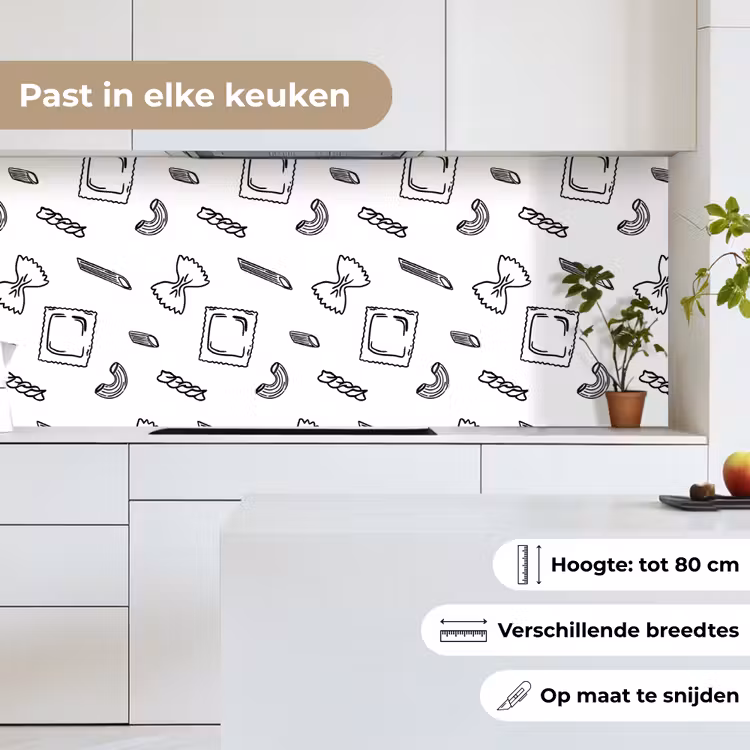 Pasta - Patroon - Zwart - wit keuken achterwand 2 middel -sfeer4_NL