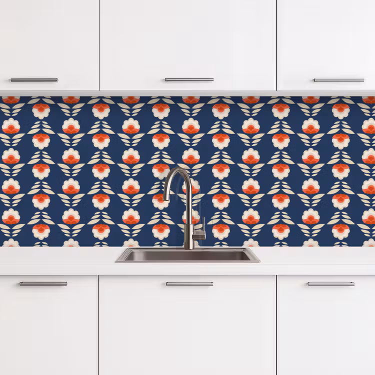 Patronen - Abstract - Bloemen keuken achterwand 2 middel 871 -3d