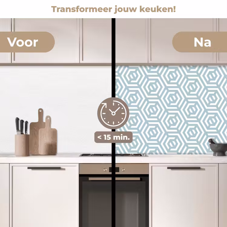 Patronen - Abstract - Groen - Geometrie keuken achterwand 2 middel 871 -voor-na2_NL