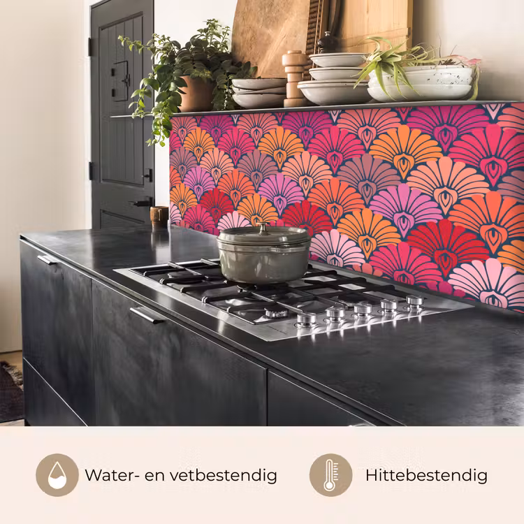 Patronen - Art Deco - Roze - Bloemen keuken achterwand 2 middel 871 -usp_NL