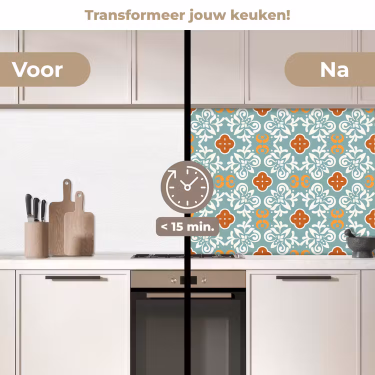 Patronen - Bloemen - Abstract keuken achterwand 2 middel 871 -voor-na2_NL