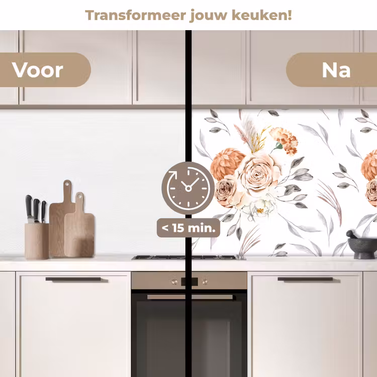Patronen - Bloemen - Roos - Wit keuken achterwand 2 middel 871 -voor-na2_NL