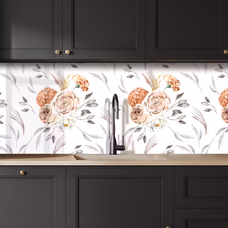 Patronen - Bloemen - Roos - Wit keuken achterwand 2 middel 871 -sfeer1