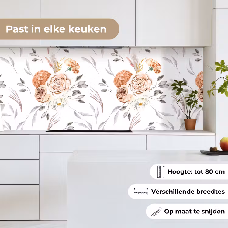 Patronen - Bloemen - Roos - Wit keuken achterwand 2 middel 871 -sfeer4_NL