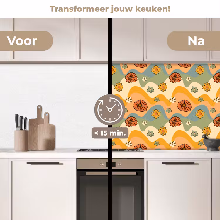 Patronen - Bloemen - Vintage keuken achterwand 2 middel 871 -voor-na2_NL