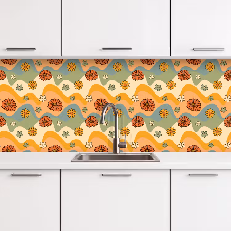 Patronen - Bloemen - Vintage keuken achterwand 2 middel 871 -3d