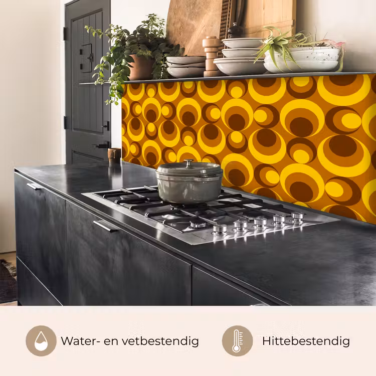 Patronen - Retro - Bruin - Geel keuken achterwand 2 middel 871 -usp_NL