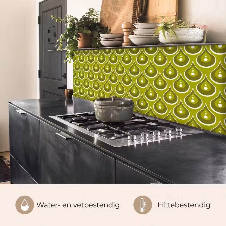 Patronen - Retro - Regen - Druppel - Groen keuken achterwand 2 middel 871 -usp_NL