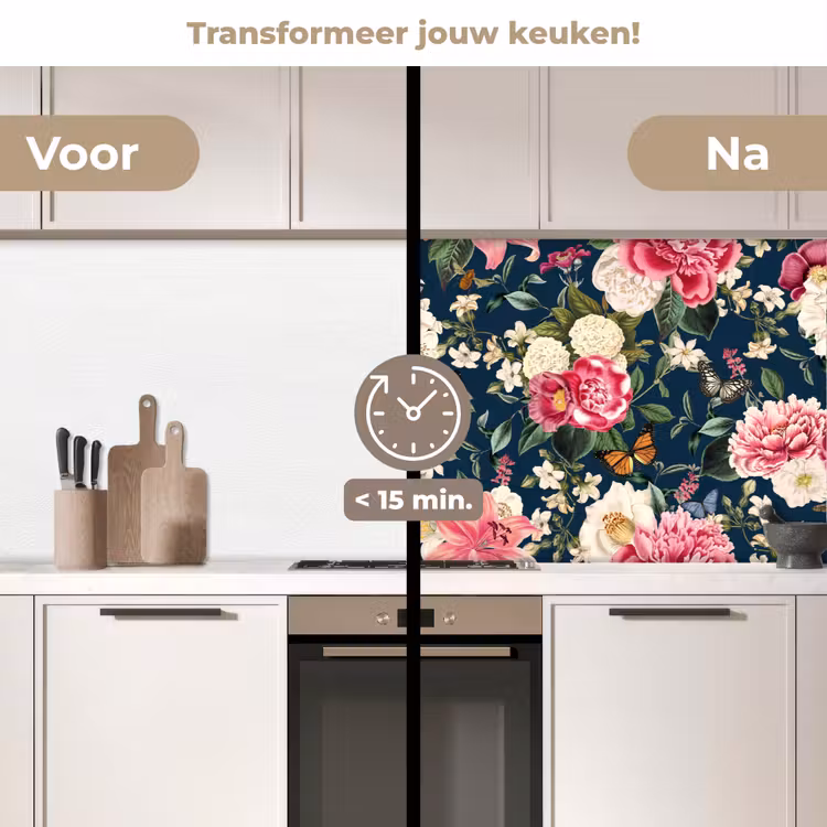 Patronen - Roos - Bladeren keuken achterwand 2 middel 871 -voor-na2_NL