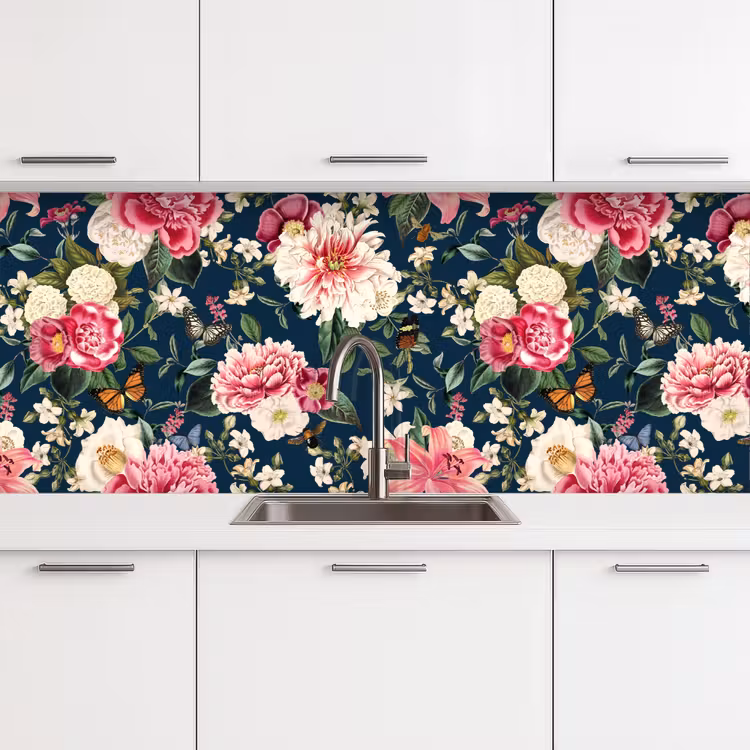Patronen - Roos - Bladeren keuken achterwand 2 middel 871 -3d
