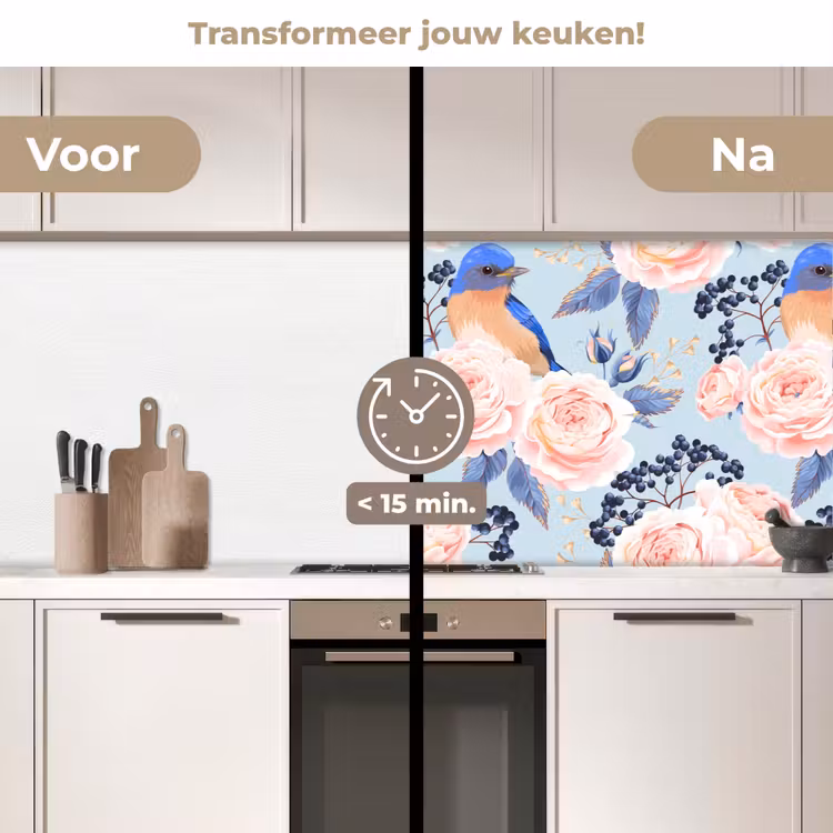 Patronen - Roos - Vogel - Blauw keuken achterwand 2 middel 871 -voor-na2_NL