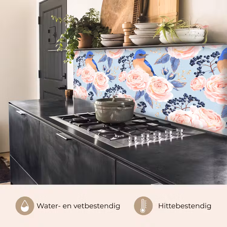 Patronen - Roos - Vogel - Blauw keuken achterwand 2 middel 871 -usp_NL