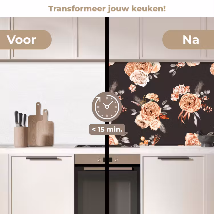 Patronen - Rozen - Zwart keuken achterwand 2 middel 871 -voor-na2_NL