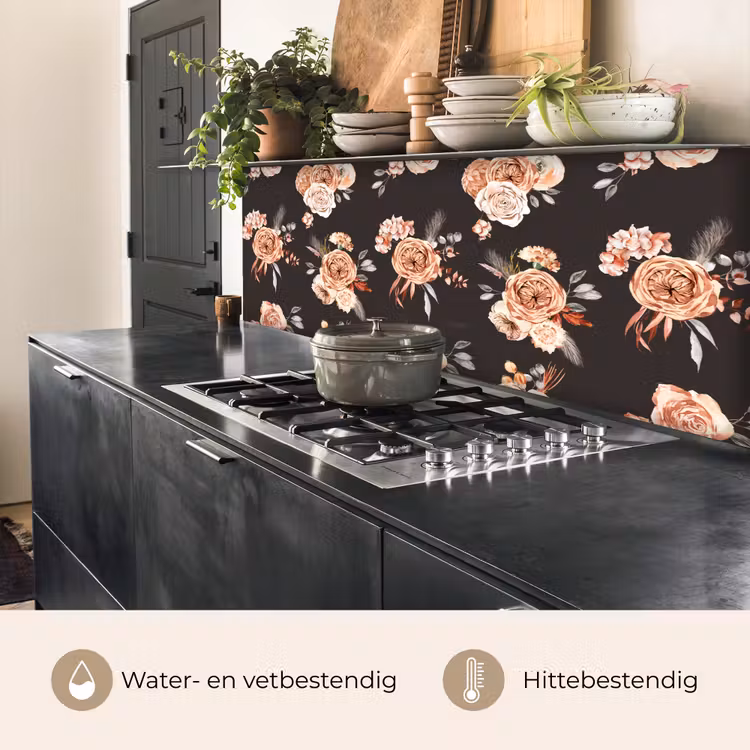 Patronen - Rozen - Zwart keuken achterwand 2 middel 871 -usp_NL