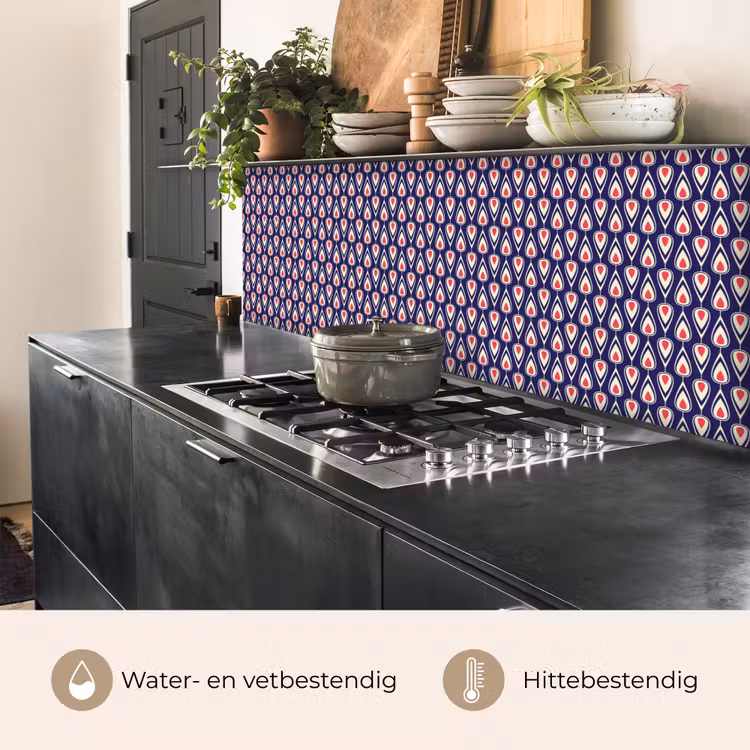 Patronen - Vintage - Blauw - Rood keuken achterwand 2 middel 871 -usp_NL