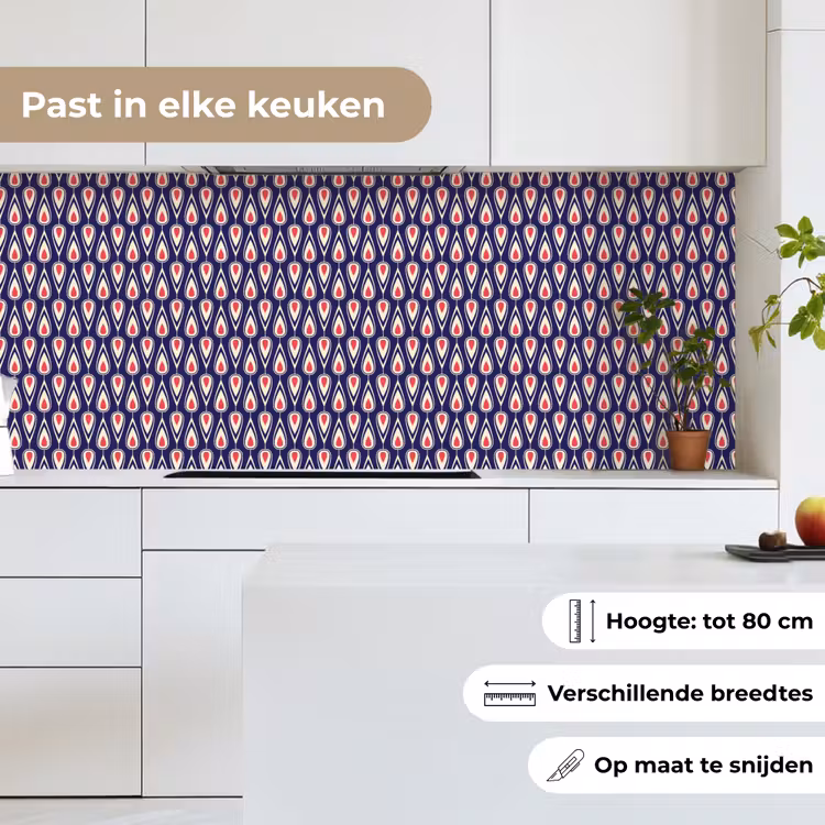 Patronen - Vintage - Blauw - Rood keuken achterwand 2 middel 871 -sfeer4_NL