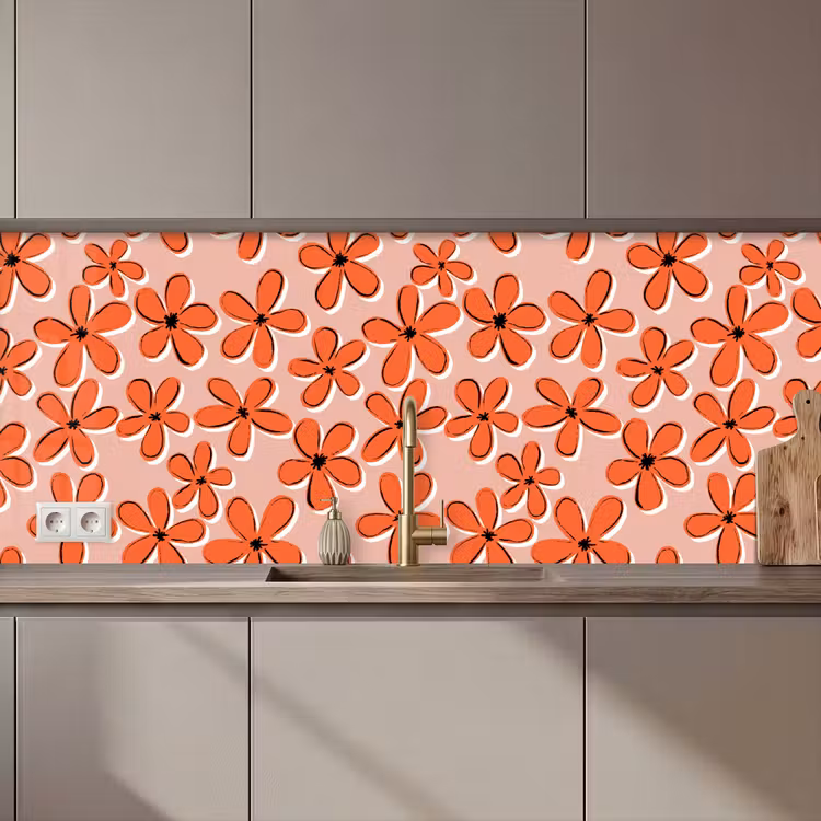 Patronen - Vintage - Bloem keuken achterwand 2 middel 871 zz_3dshopping