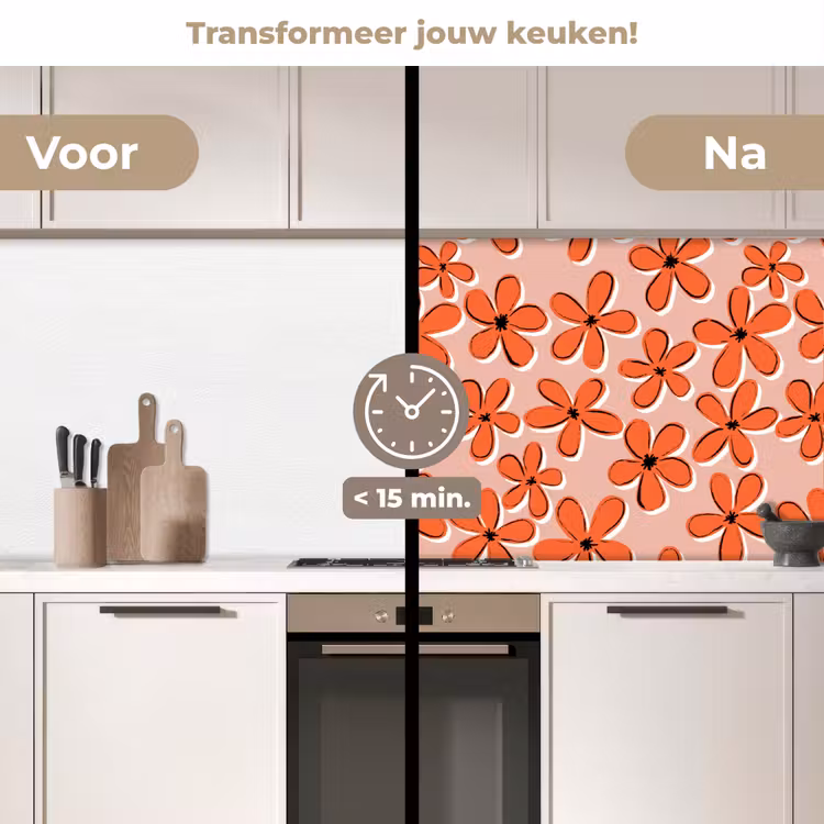Patronen - Vintage - Bloem keuken achterwand 2 middel 871 -voor-na2_NL