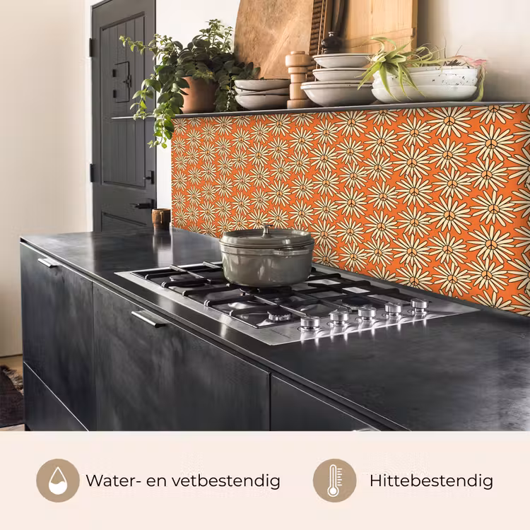 Patronen - Vintage - Bloem - Oranje keuken achterwand 2 middel 871 -usp_NL
