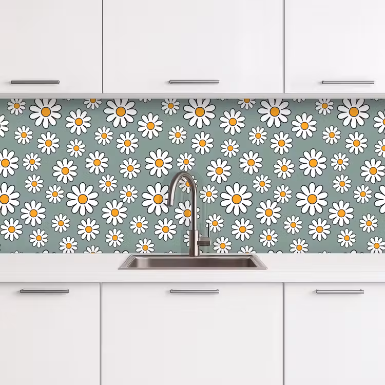 Patronen - Vintage - Bloemen - Madelief keuken achterwand 2 middel 871 -3d