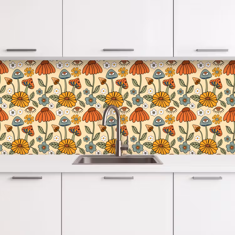 Patronen - Vintage - Bloemen - Ogen keuken achterwand 2 middel 871 -3d