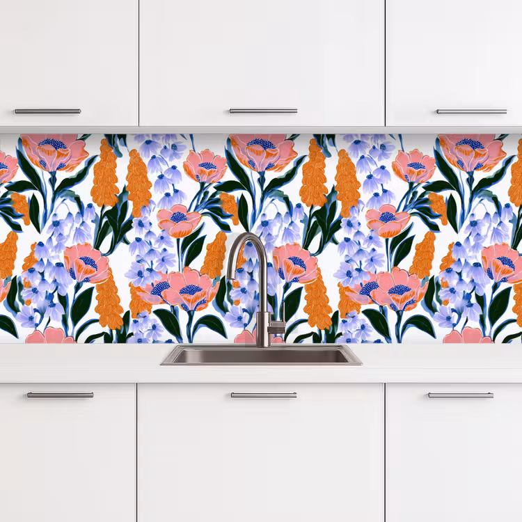 Patroon - Aquarel - Kleurrijk keuken achterwand 2 middel 871 -3d