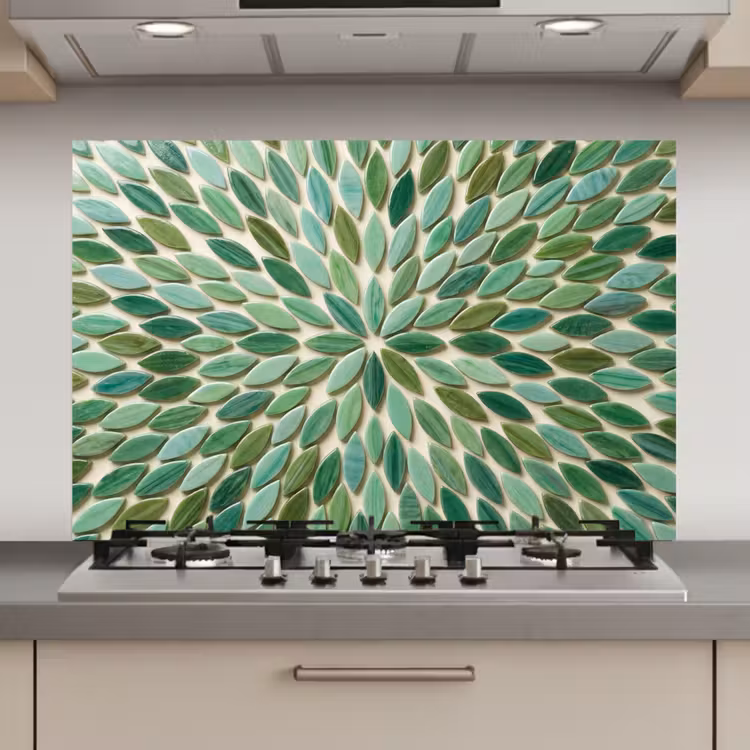 Patroon - Blad - Groen - Abstract keuken achterwand spatscherm klein -3d_website