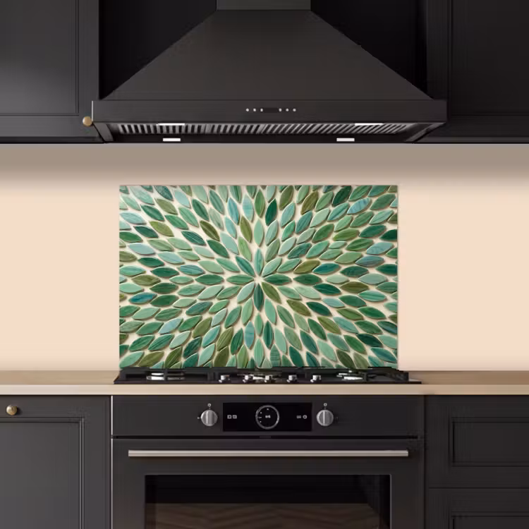 Patroon - Blad - Groen - Abstract keuken achterwand spatscherm klein -sfeer1
